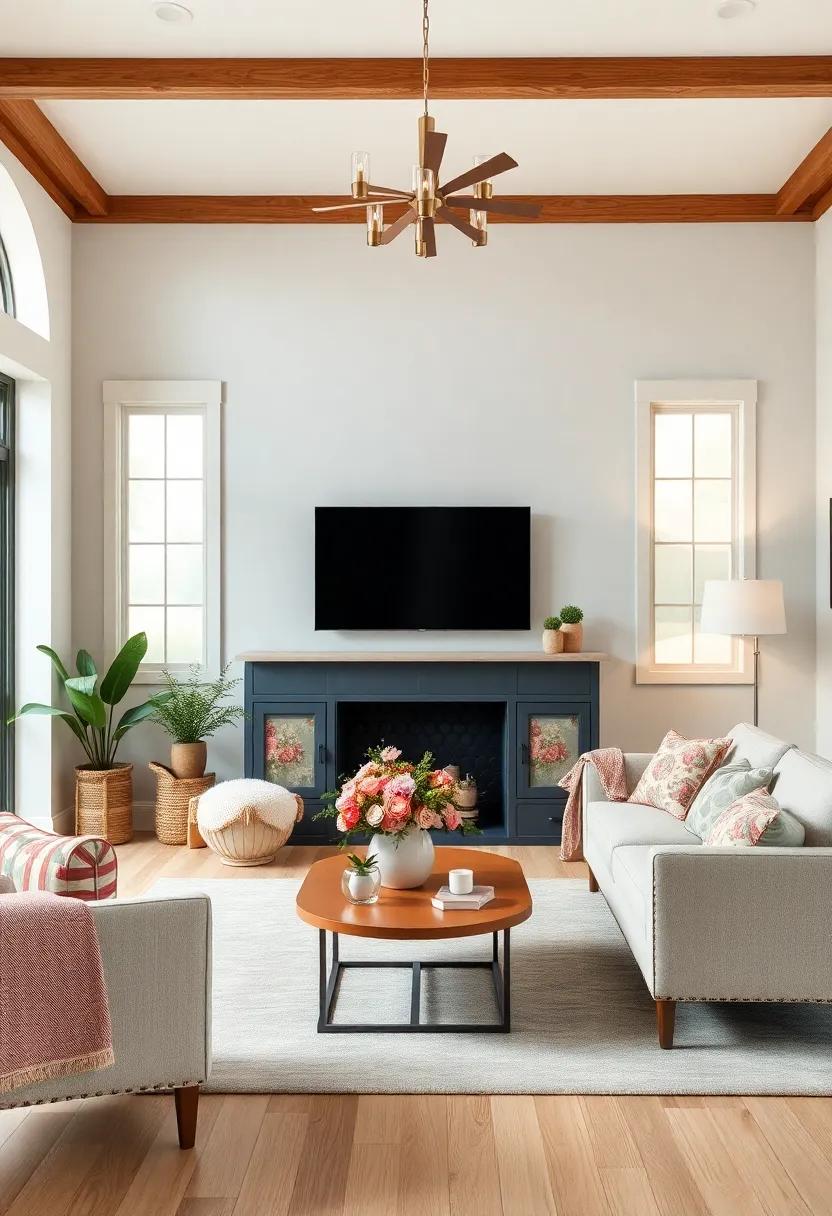Embracing the Floral Palette of Nature's Best Colors in a Farmhouse Living room
