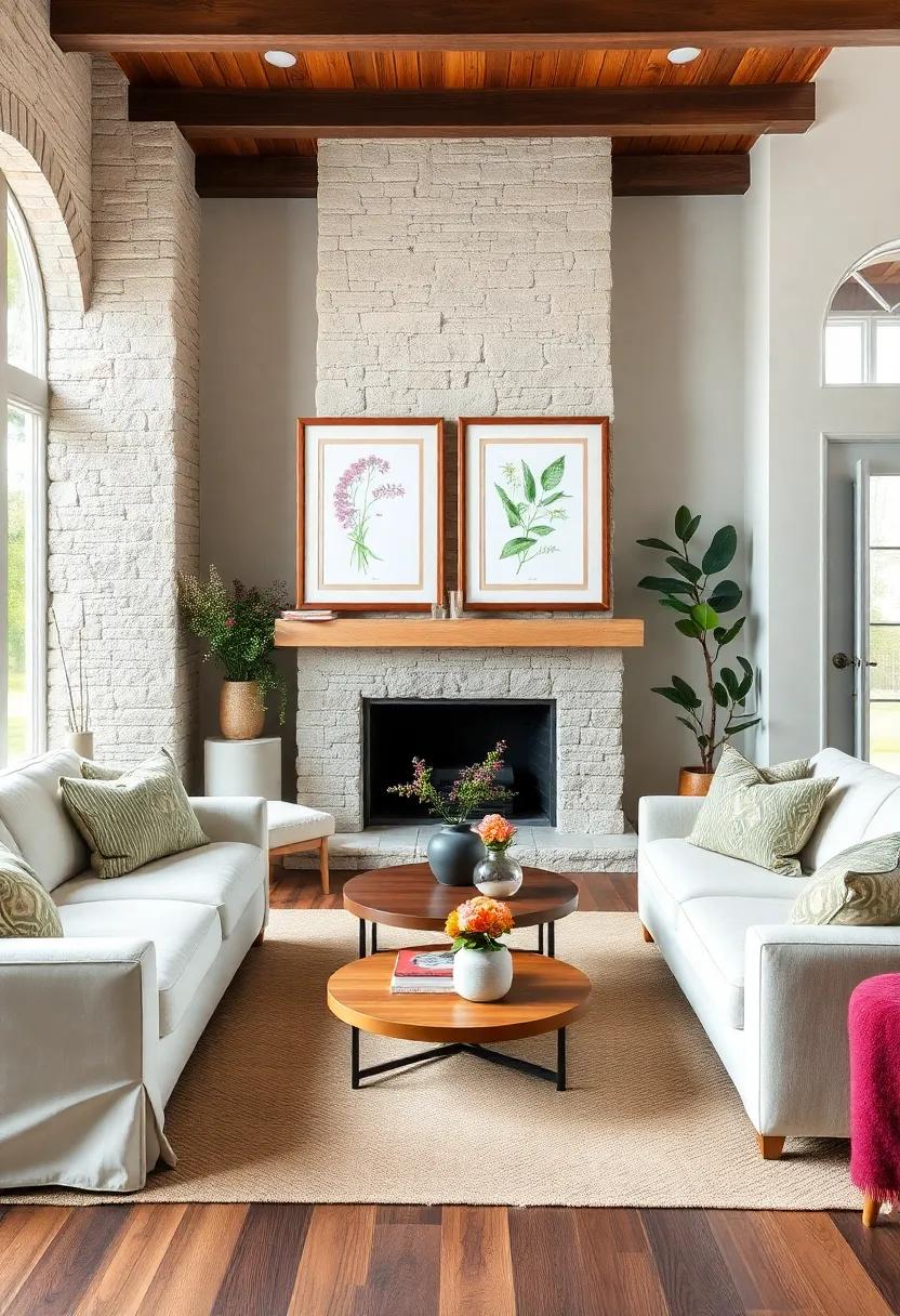 Indoor Jungle: Create a mini indoor jungle by mixing framed botanical prints with live plants,blurring the lines between art and nature