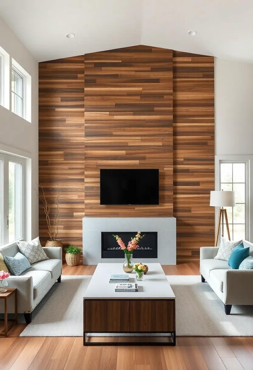 Embrace Natural Textures: Incorporate rustic ​wood panels or reclaimed barn ⁣wood⁤ as a backdrop to create warmth and depth in ‌your living room
