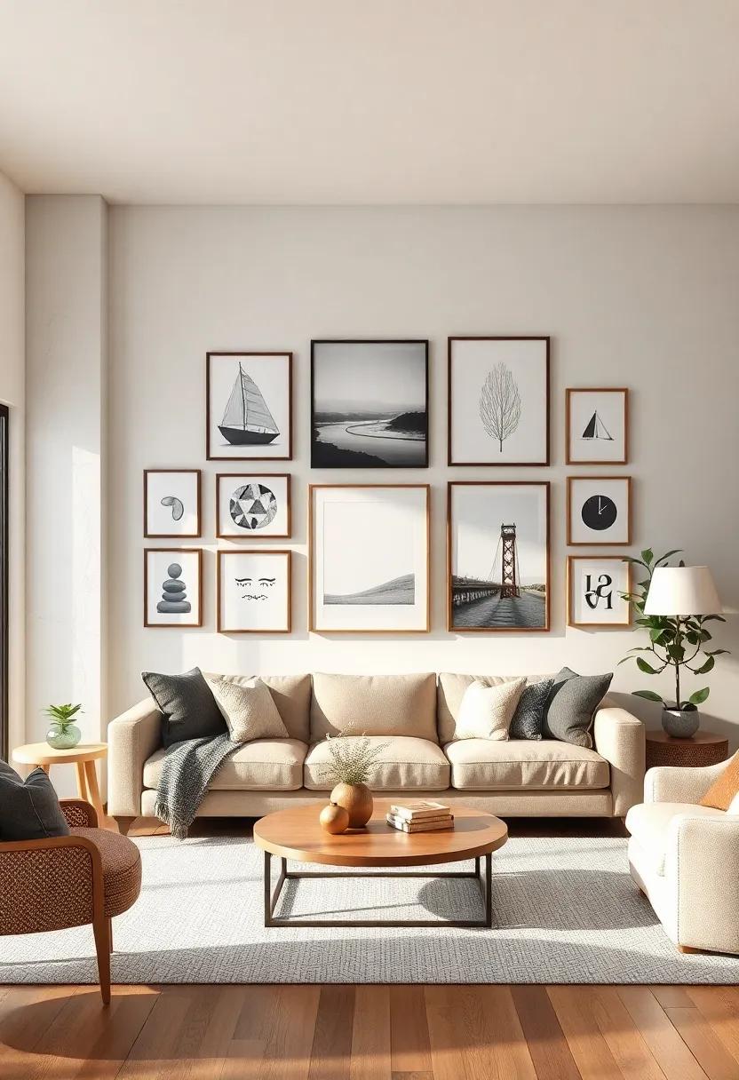 Create a Gallery Wall: Curate ⁢a collection of minimalist art⁣ pieces that​ reflect your personality, mixing black-and-white photos⁢ with understated illustrations