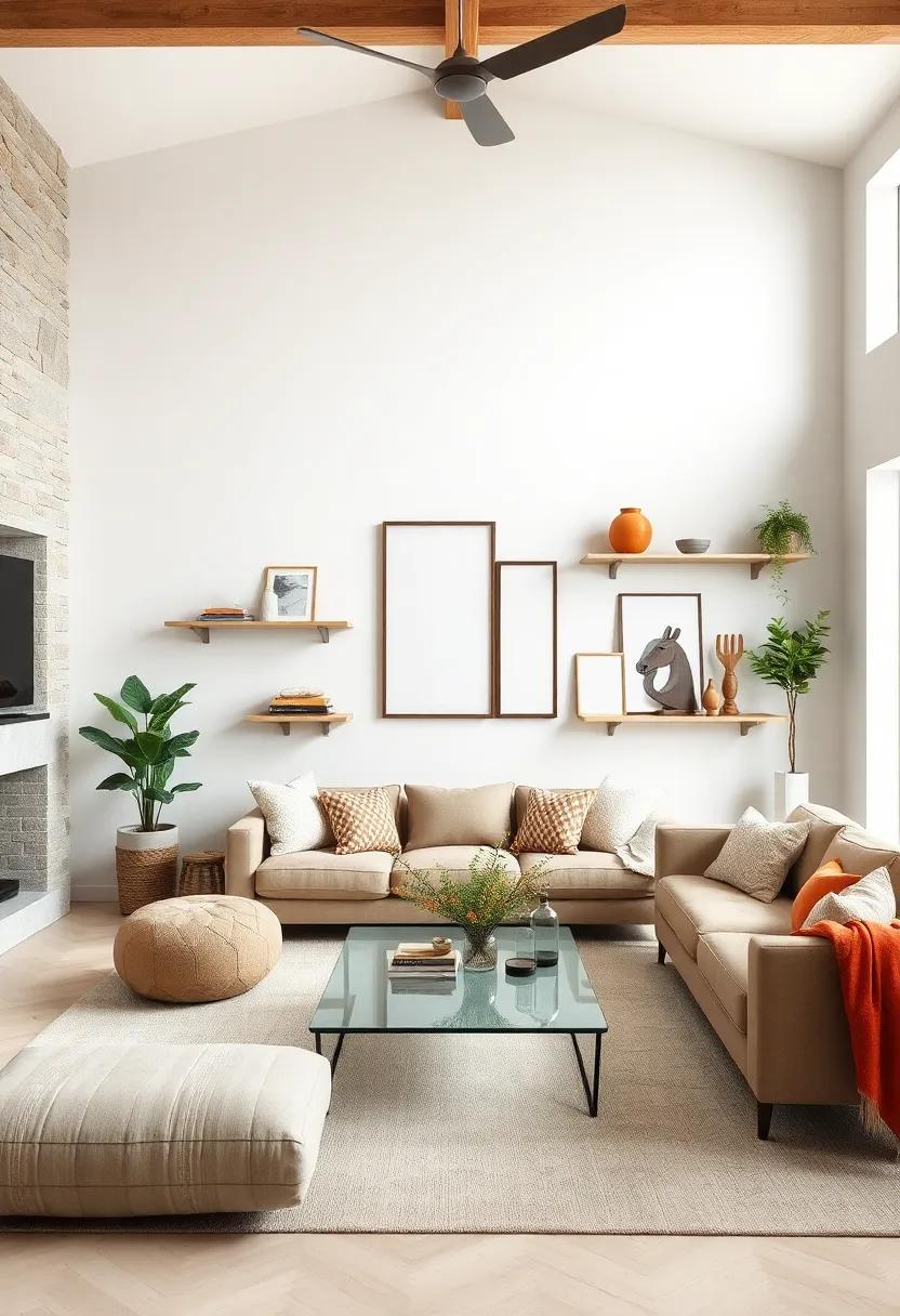 Choose Clear Glass Accents: Use clear glass shelves or frames to create an illusion of more space while maintaining the minimalist feel