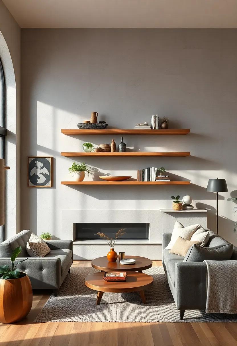soft curves: Choose‌ shelves⁣ with rounded ⁢edges ‌for a gentle contrast against harsh lines, adding an ⁤inviting touch to your living space