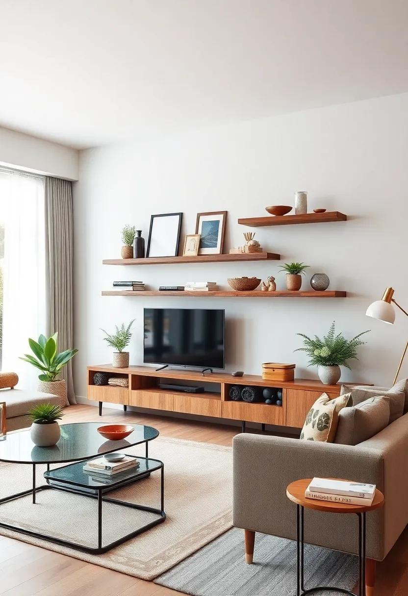 Upcycled Elegance: Get⁢ creative ‌with upcycled wood shelves, telling a story while adding ⁢eco-friendly charm to your living ⁤room setup