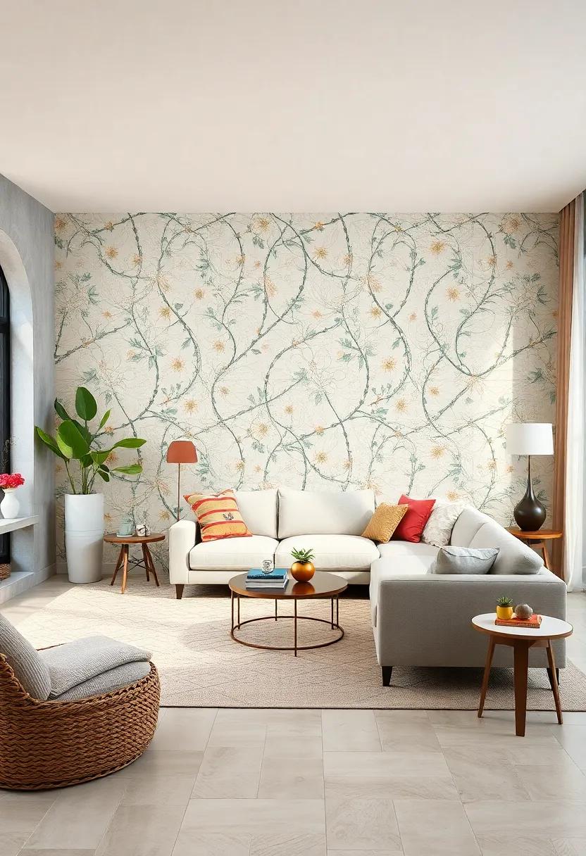 Delicate Daisy Chains: Capture summery sweetness with charming daisy patterns,perfect for a light and airy living room vibe