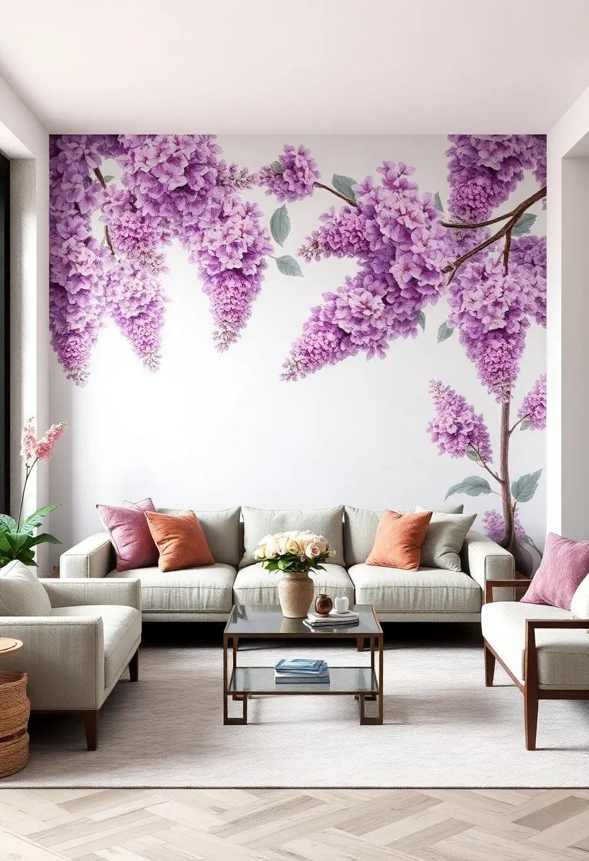 Romantic Lilacs: Bring tranquility into your space with soft lilac wallpapers that draw upon the beauty of nature for a gentle charm