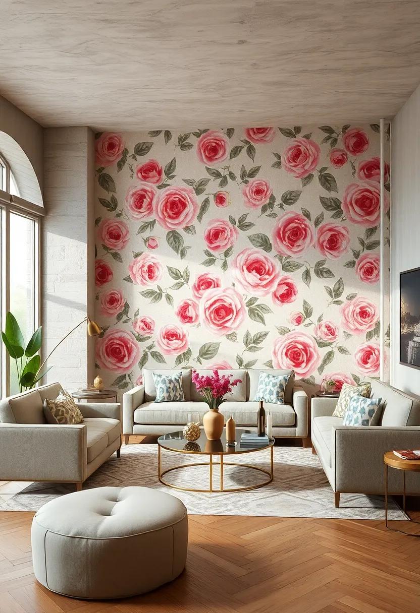 Vintage Rose Delight: Embrace the charm of yesteryears with a delicate rose pattern that adds a touch of nostalgia to your living room