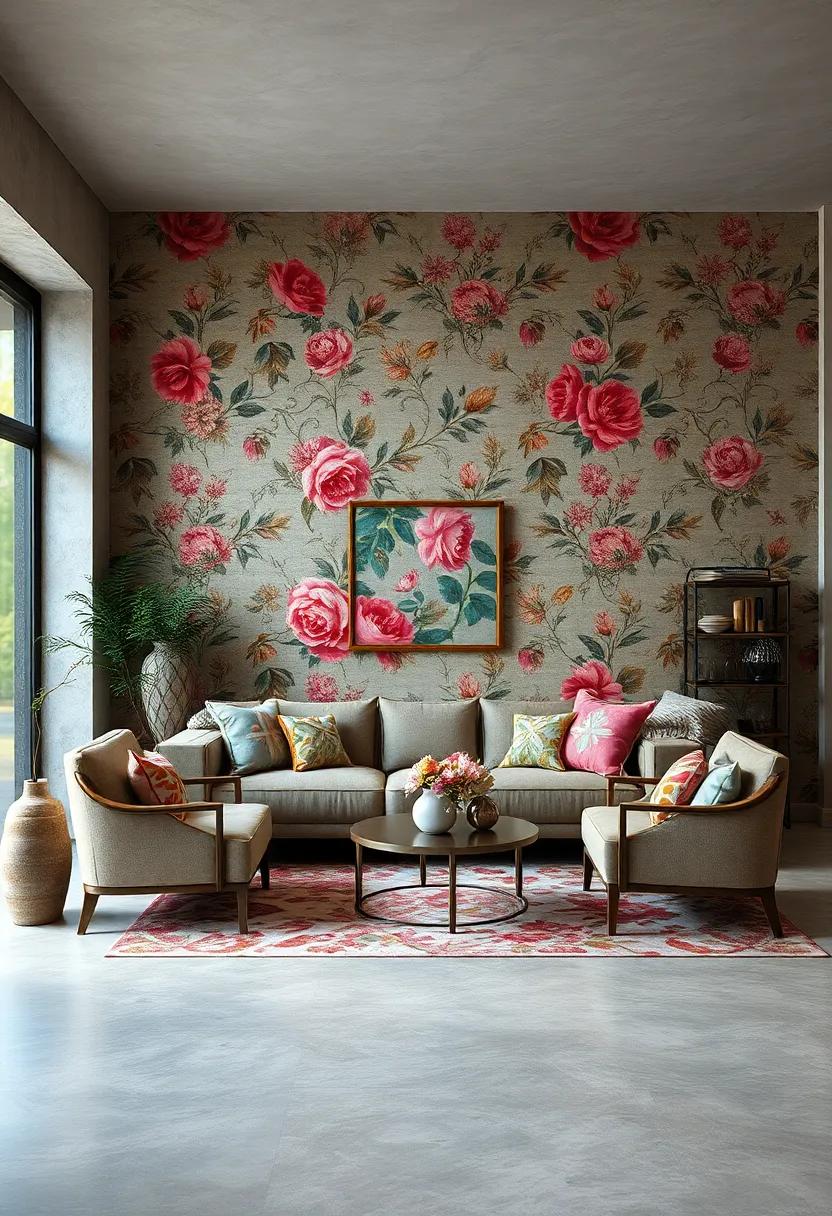 Vintage Floral Fabrics: Give your living room a nostalgic flair by replicating the look of vintage fabric with intricate floral patterns