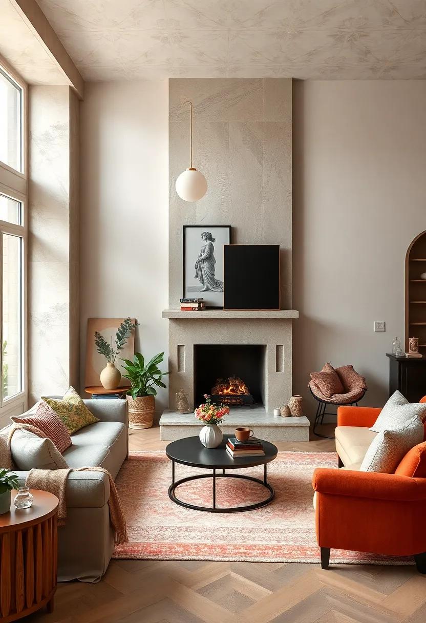 Cozy Fireplace:​ If possible, include⁣ a ⁢decorative fireplace as ‌a central feature that‍ adds ⁣warmth and ​a classic ⁤European charm to your living room