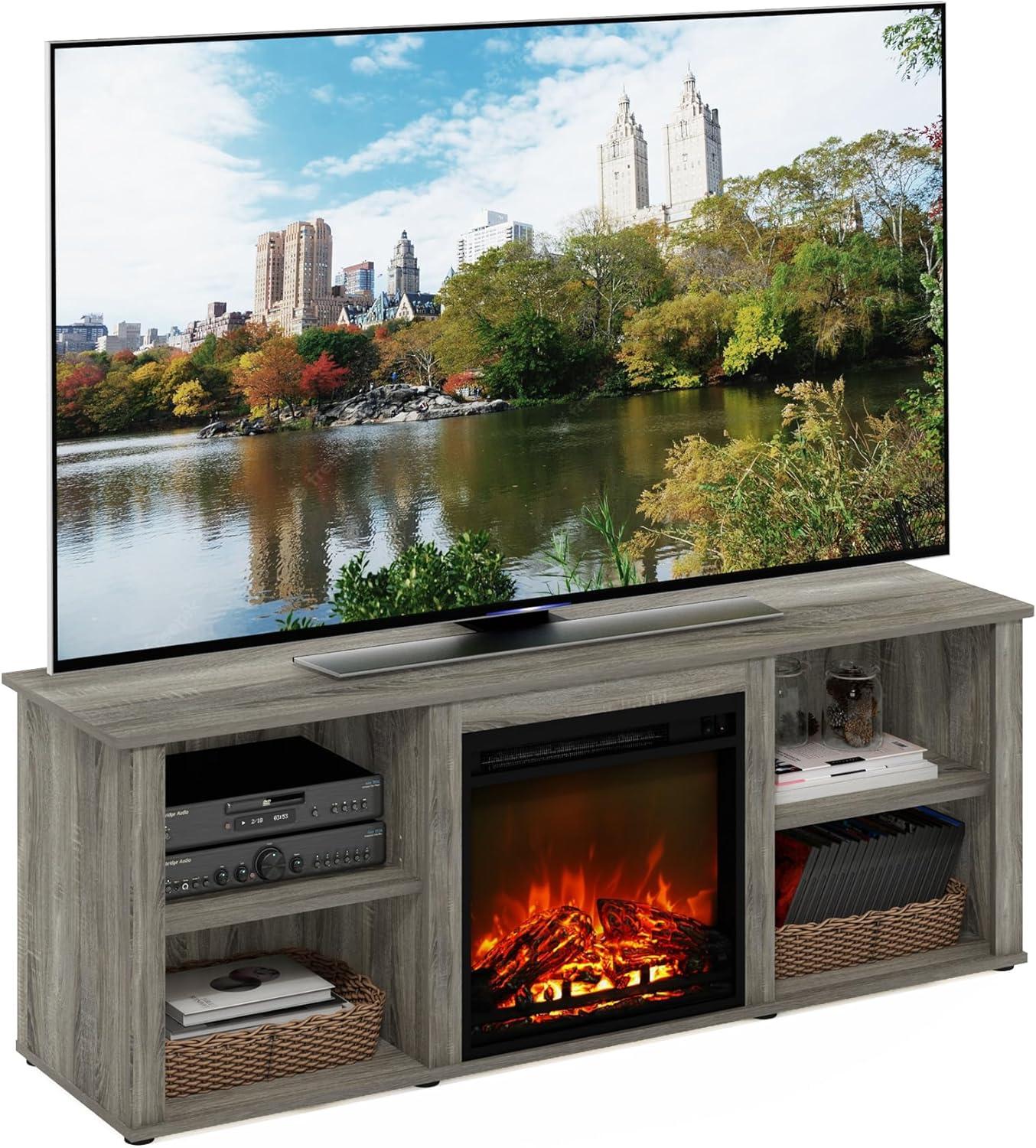 Furinno Classic 60 TV Stand with Fireplace, in your space