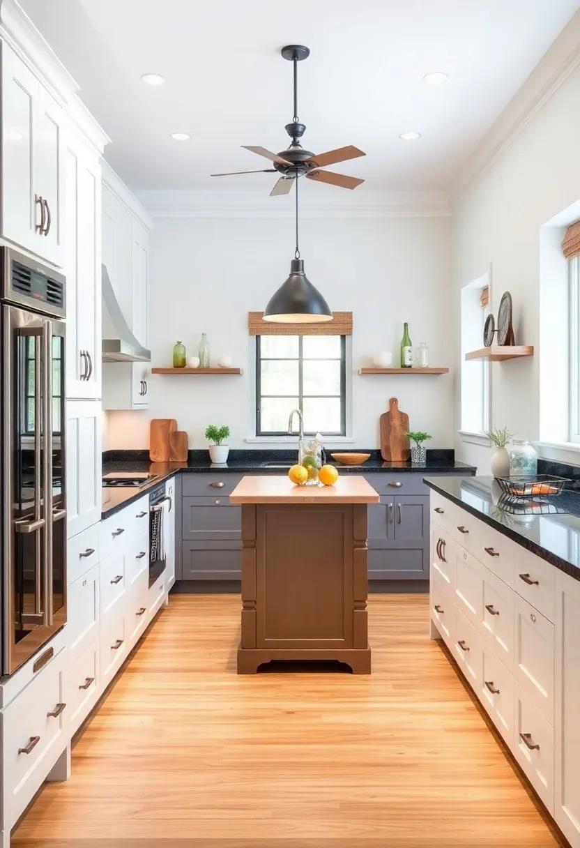 Classic ⁣Touches: A timeless ‍galley kitchen that blends traditional elements with a ‌modern island design, creating a space that's both functional and full of character