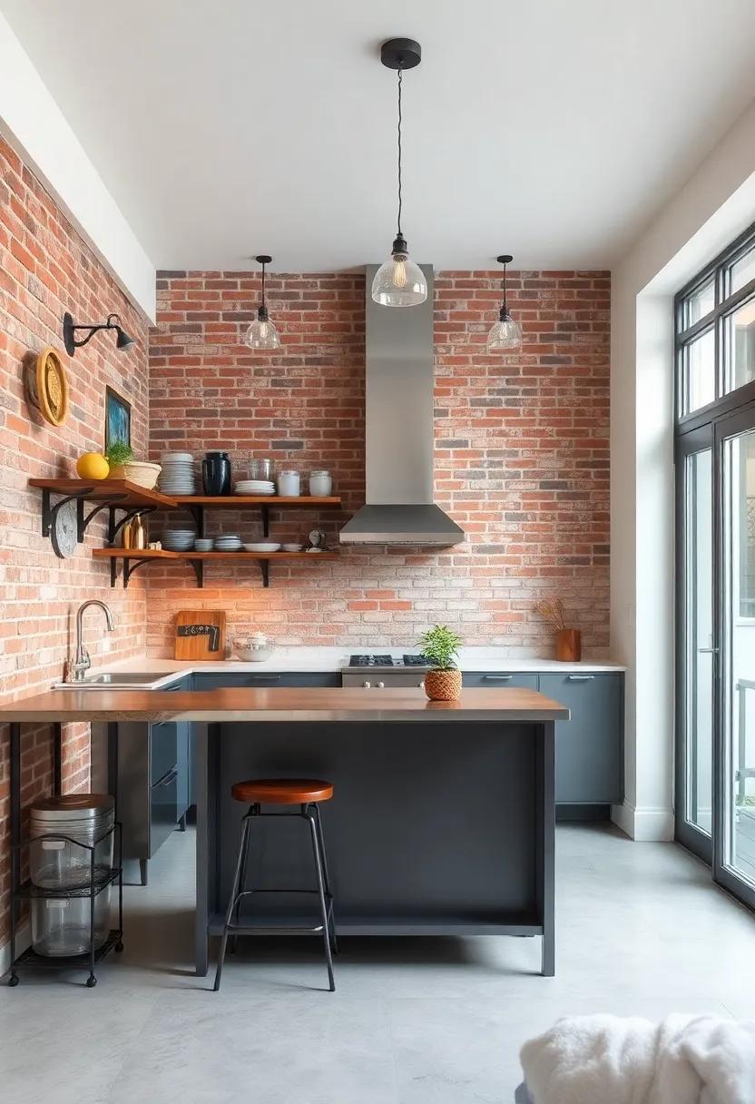 Industrial ⁣Edge: An urban-inspired ⁢galley kitchen with⁢ a ⁤metal ‍island ⁣and open ‌shelving, accented ‌by exposed brick walls‍ and⁢ vintage ⁣light fixtures for ​a trendy, industrial feel