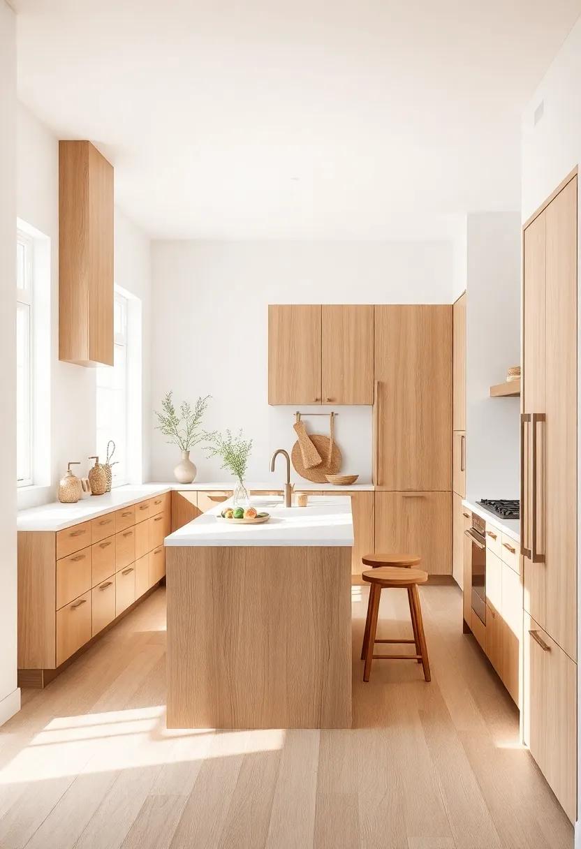 Zen Space: A peaceful​ galley kitchen ‌offering ‌a soft color palette, ⁢natural materials, and a calming ‌island that transforms‍ cooking into ​a ⁣meditative‌ experience