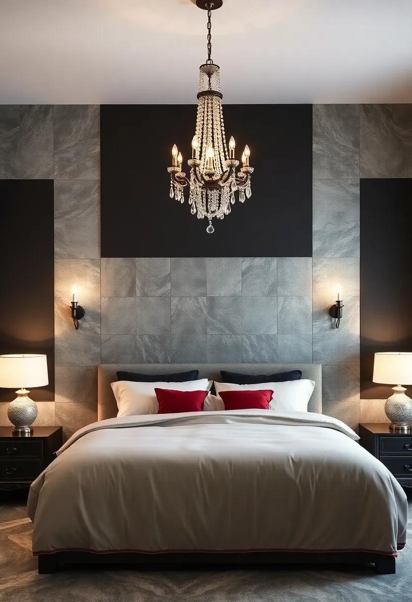 Chandeliers: Install a dramatic chandelier with crystals or wrought iron to serve as a stunning focal point that illuminates the space