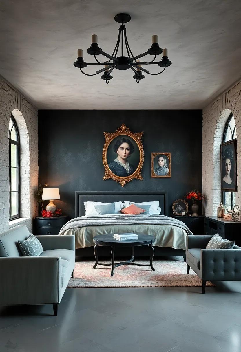 murals and Portraits: Decorate the walls with hauntingly beautiful artwork or vintage portraits, inviting stories from a bygone era