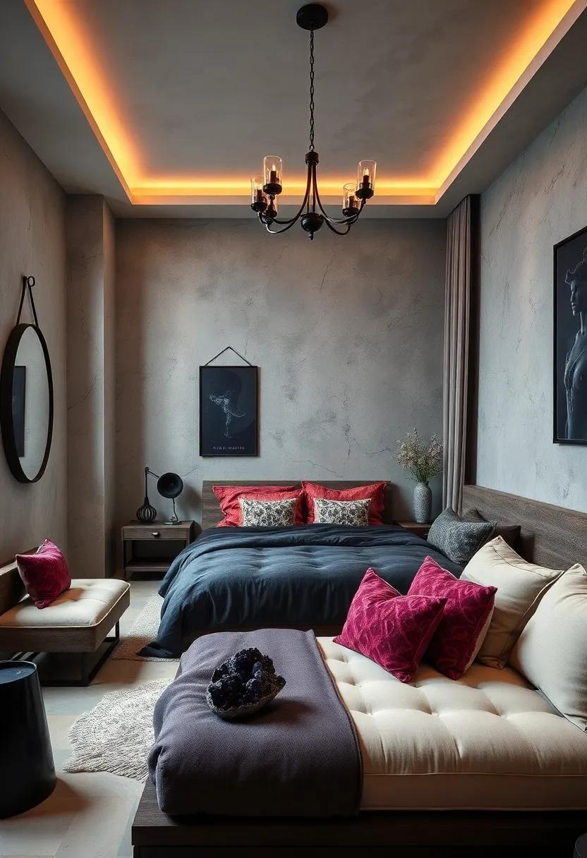 Mystical Crystals: Incorporate dark-hued crystals like amethyst or obsidian as decorative pieces to enhance the room’s energy