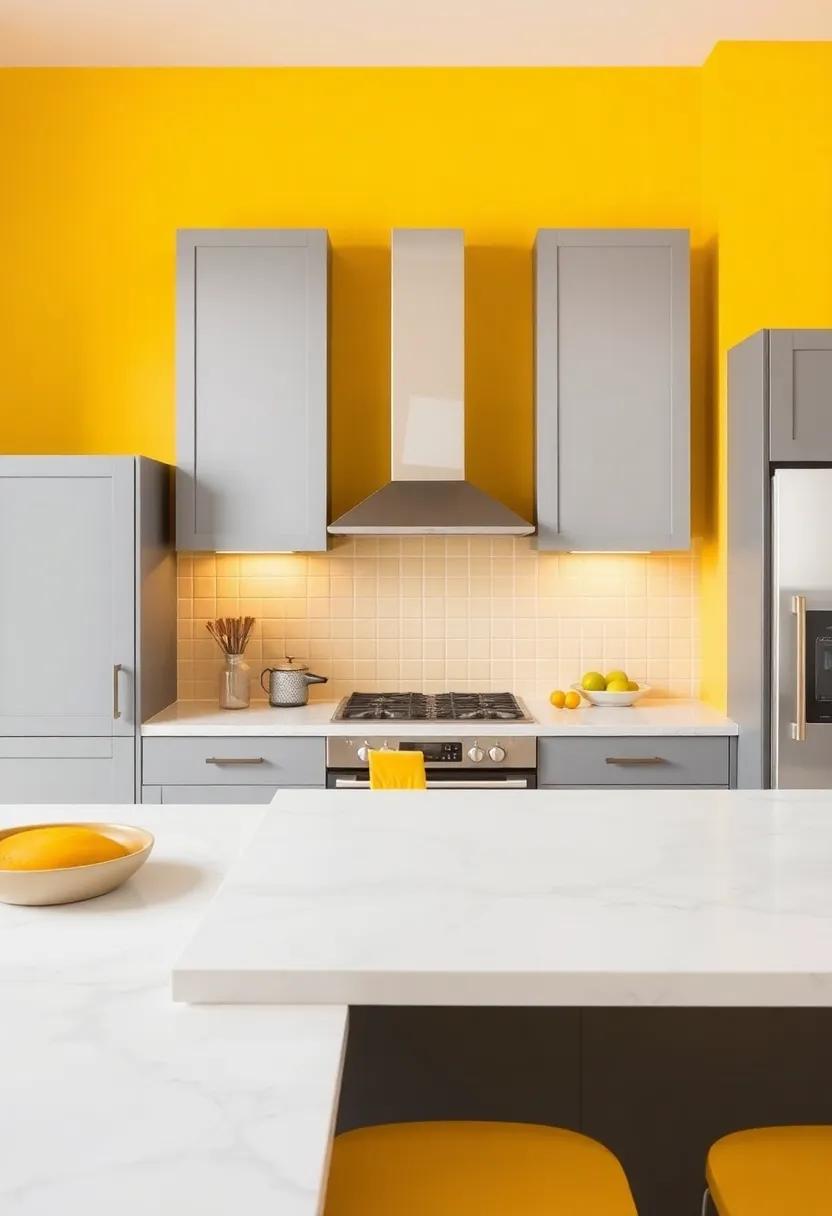 Textured Fabrics: Include soft textiles⁤ in⁤ yellow, like curtains or seat cushions, to ⁢add warmth against the sleekness of gray cabinets