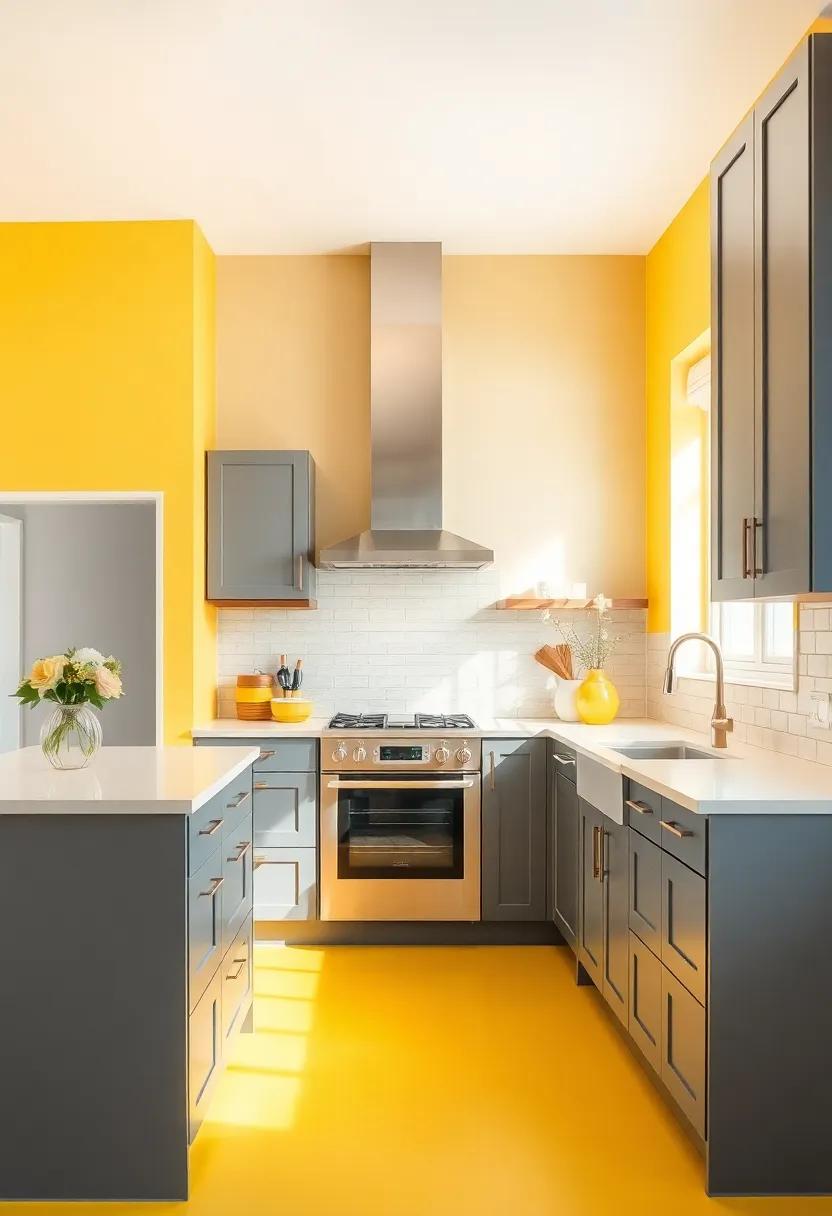 Open Concept Transition: Use yellow in a smooth transition from the kitchen to adjoining spaces, creating a flow of energy throughout⁢ your home