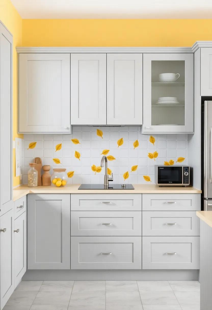Whimsical Wall Stickers: decorate your ​kitchen walls with fun, removable vinyl stickers in playful yellow designs