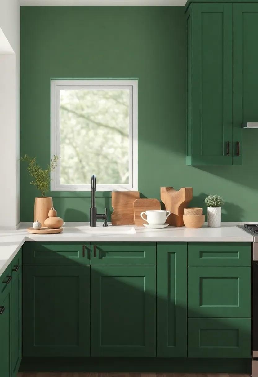 Embrace Nature: Pair‌ deep forest green cabinets with earthy wooden accents for a ‌kitchen that feels like‌ an extension ⁣of the outdoors