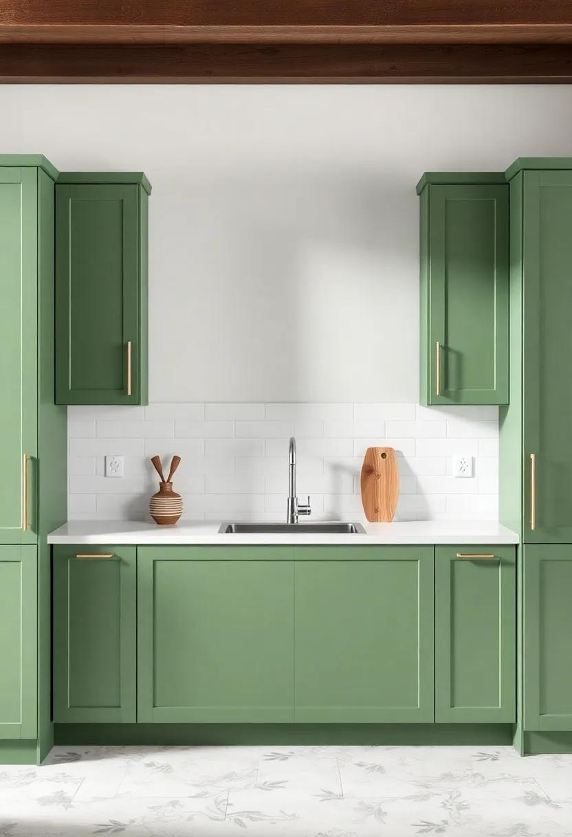 Minimalist Chic: Opt for sleek, matte sage green cabinets that blend seamlessly with ⁣minimalist ‍decor, emphasizing⁢ clean lines ‍and simplicity