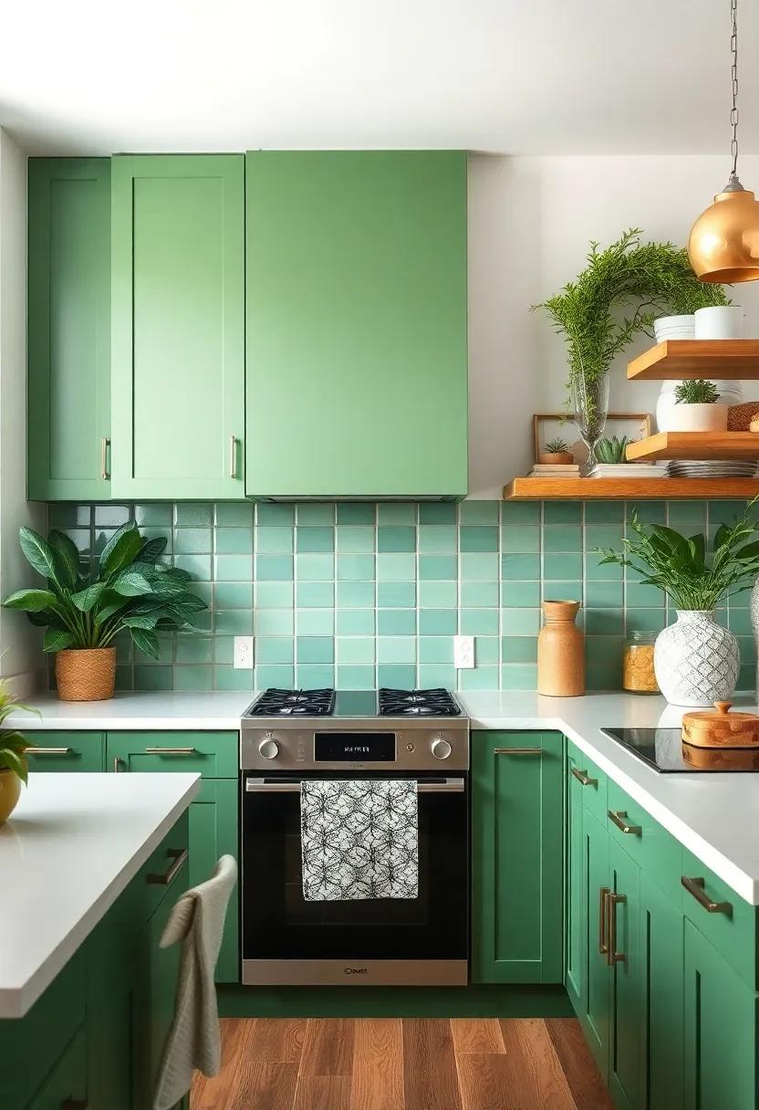 Nature-inspired Accents: ⁣Incorporate botanical prints and ‍indoor plants​ in‌ your ​decor to complement green cabinets with a fresh, lively touch