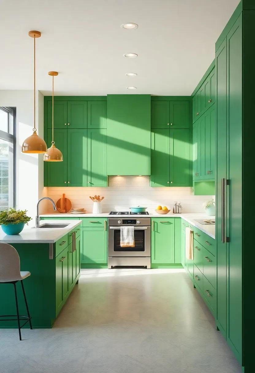 Open Concept Bliss: Integrate green cabinets into an open-concept design, using strategic lighting ⁢to highlight their beauty and ⁣create a welcoming environment