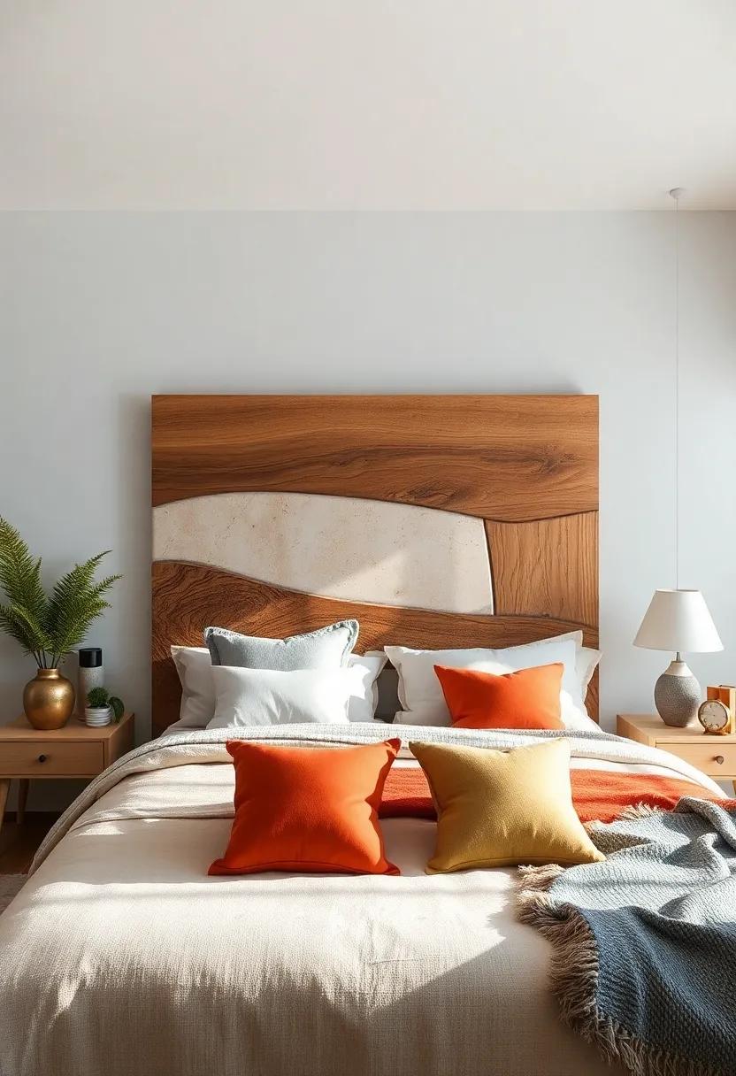 Felt and Wood Fusion: Marrying soft felt with sturdy wood, this unique headboard design offers comfort and sophistication for a cozy, inviting space