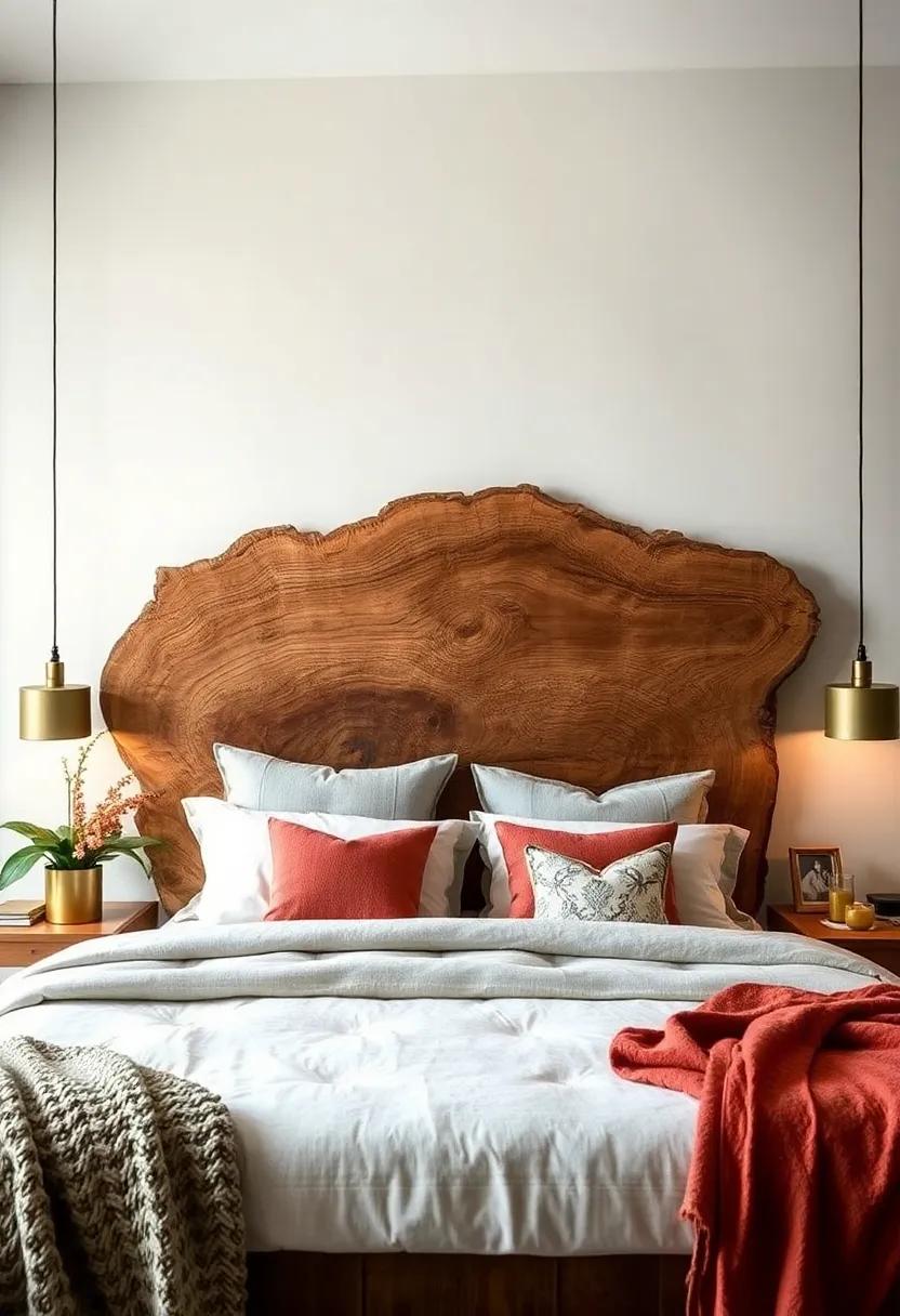 Live Edge Beauty: celebrate the uniqueness of nature with a live-edge wood headboard, where the organic shape of the wood becomes a stunning focal point