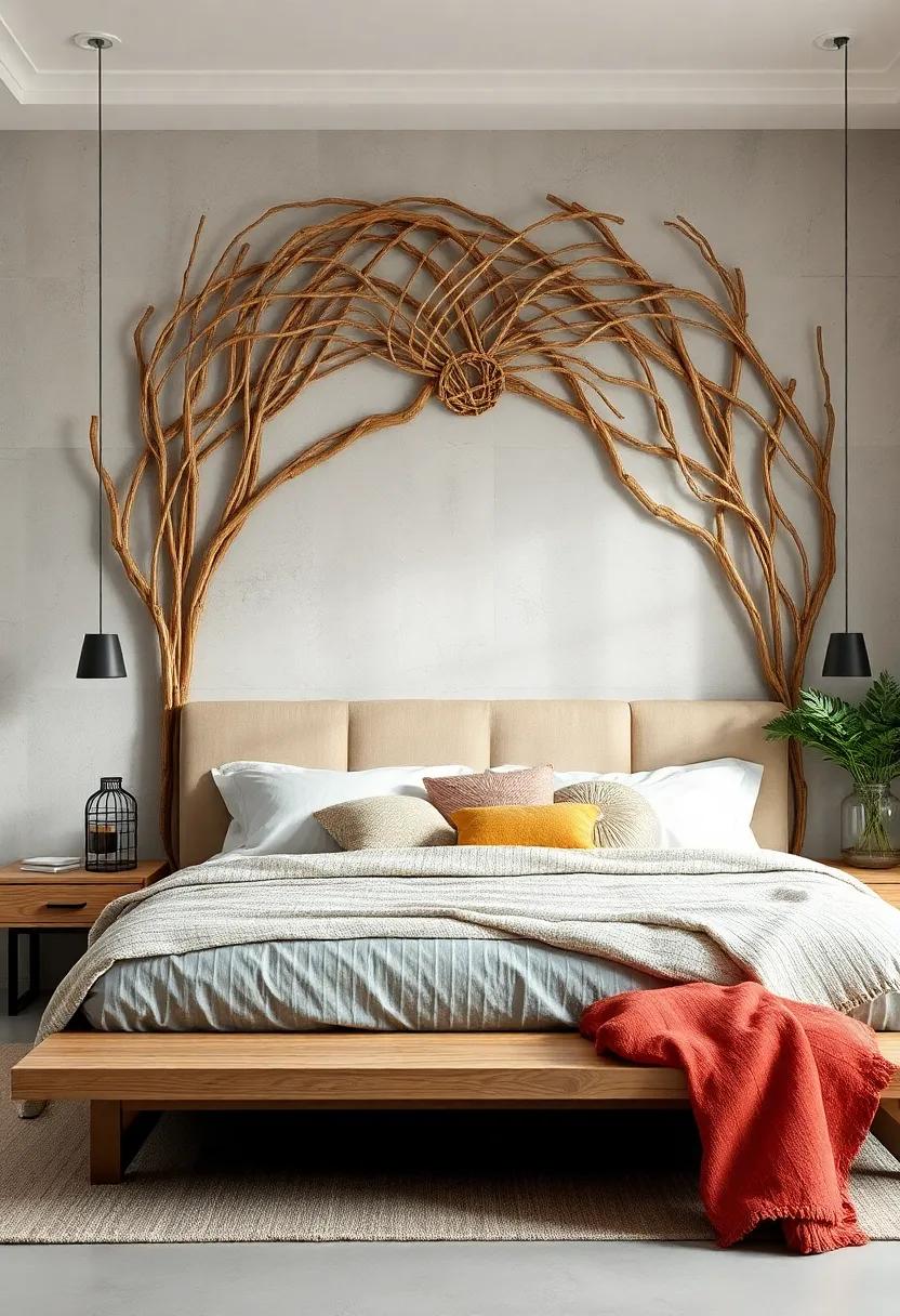 Twisted Willow: A striking twisted willow headboard showcases innovative craftsmanship, perfect for adding an artistic element to your bedroom