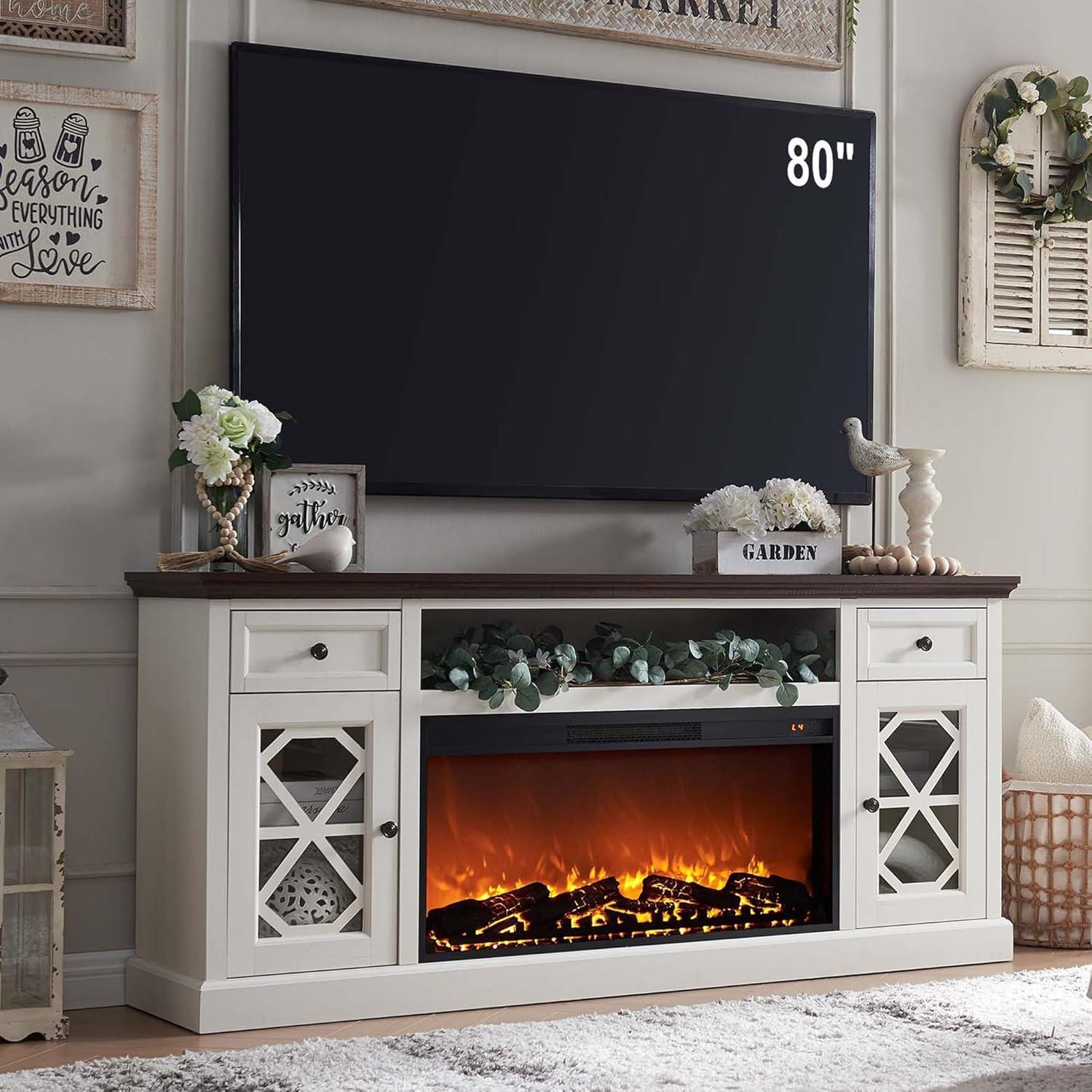 IFGET3D Farmhouse Fireplace TV Stand fits your 70-inch TV