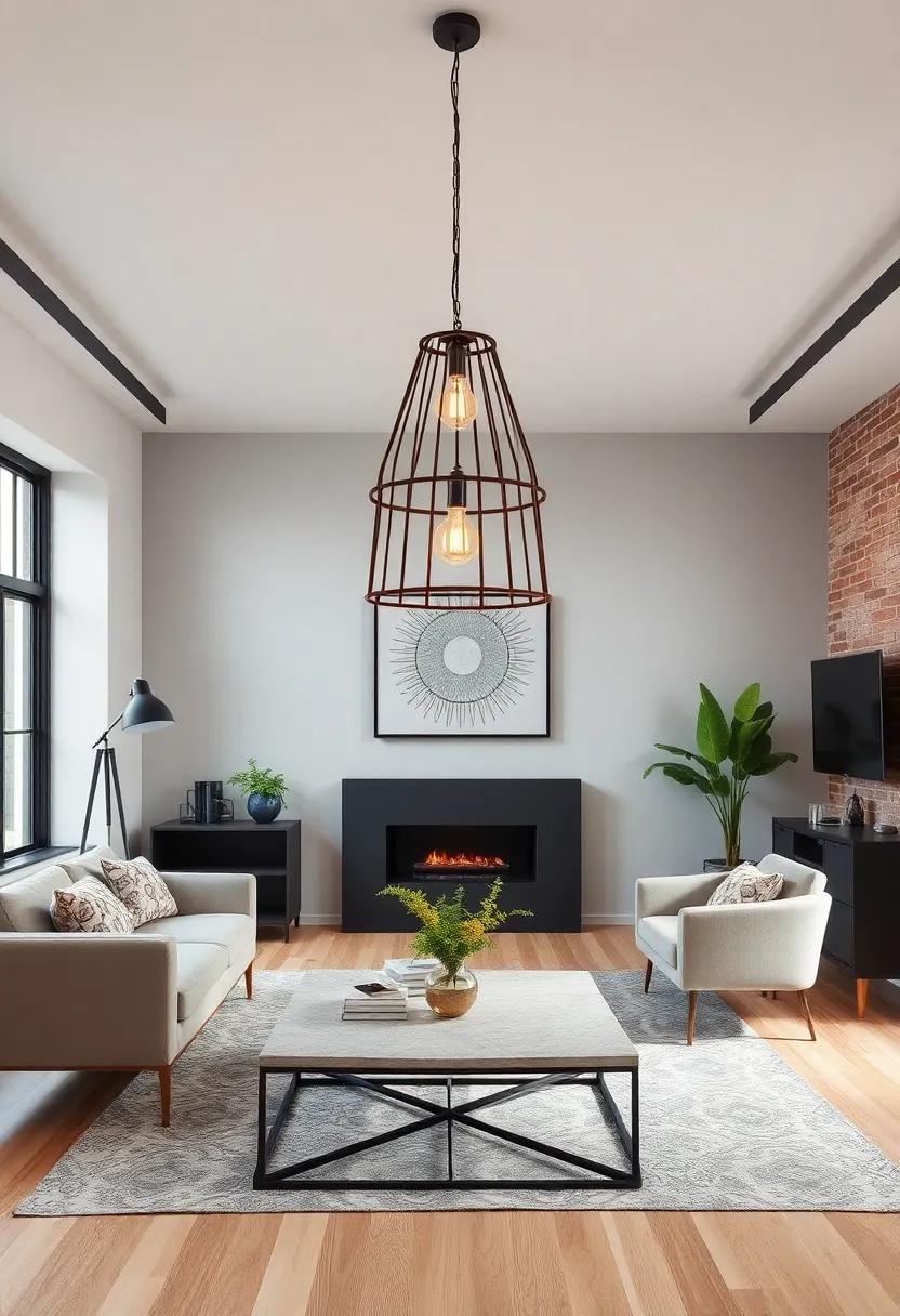 Statement Metal Lighting: Invest in industrial-style pendant lights or a unique⁤ metal chandelier to serve as a focal point ⁤and illuminate your living area creatively