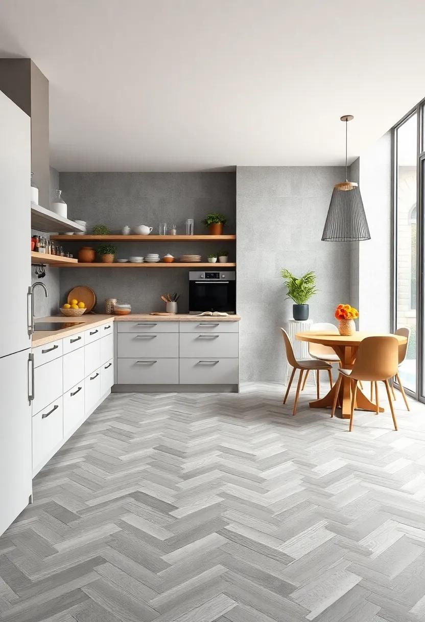 Herringbone Patterns: Discover the timeless appeal of herringbone arranged tiles​ that bring⁤ a dynamic⁤ flair to your kitchen floor