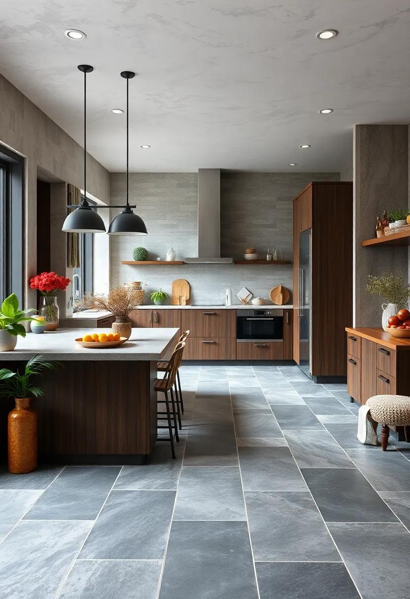 Rustic Slate Options: Embrace the natural beauty of rustic slate tiles that add warmth and character to your kitchen⁤ environment