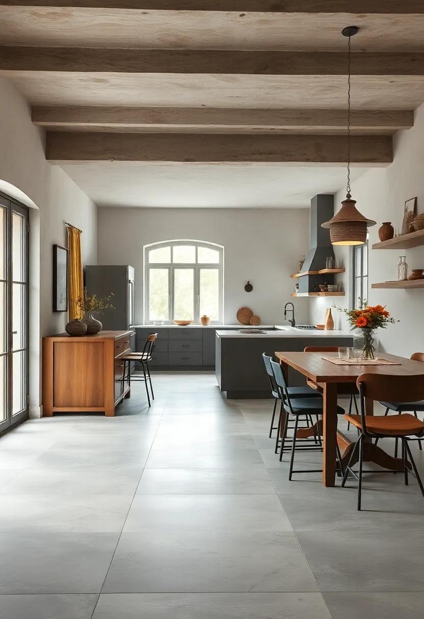 Large Format Ceramic Tiles: Go for oversized ceramic tiles with a matte finish to create an open, seamless look that still feels rustic