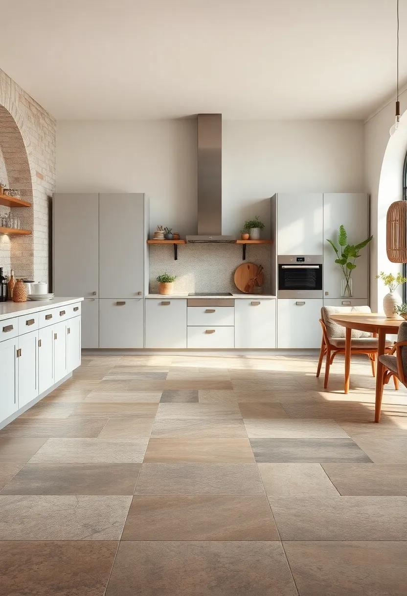 Weathered Stone Slabs: Use large, weathered stone slabs for a rugged yet elegant flooring option that highlights rustic character