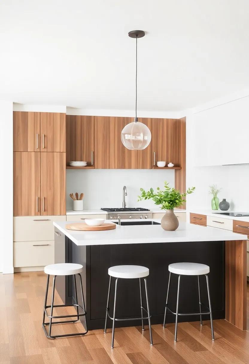 Create a Multi-Functional Island: Incorporate hidden features like pull-out bars or extra seating for versatility without sacrificing style