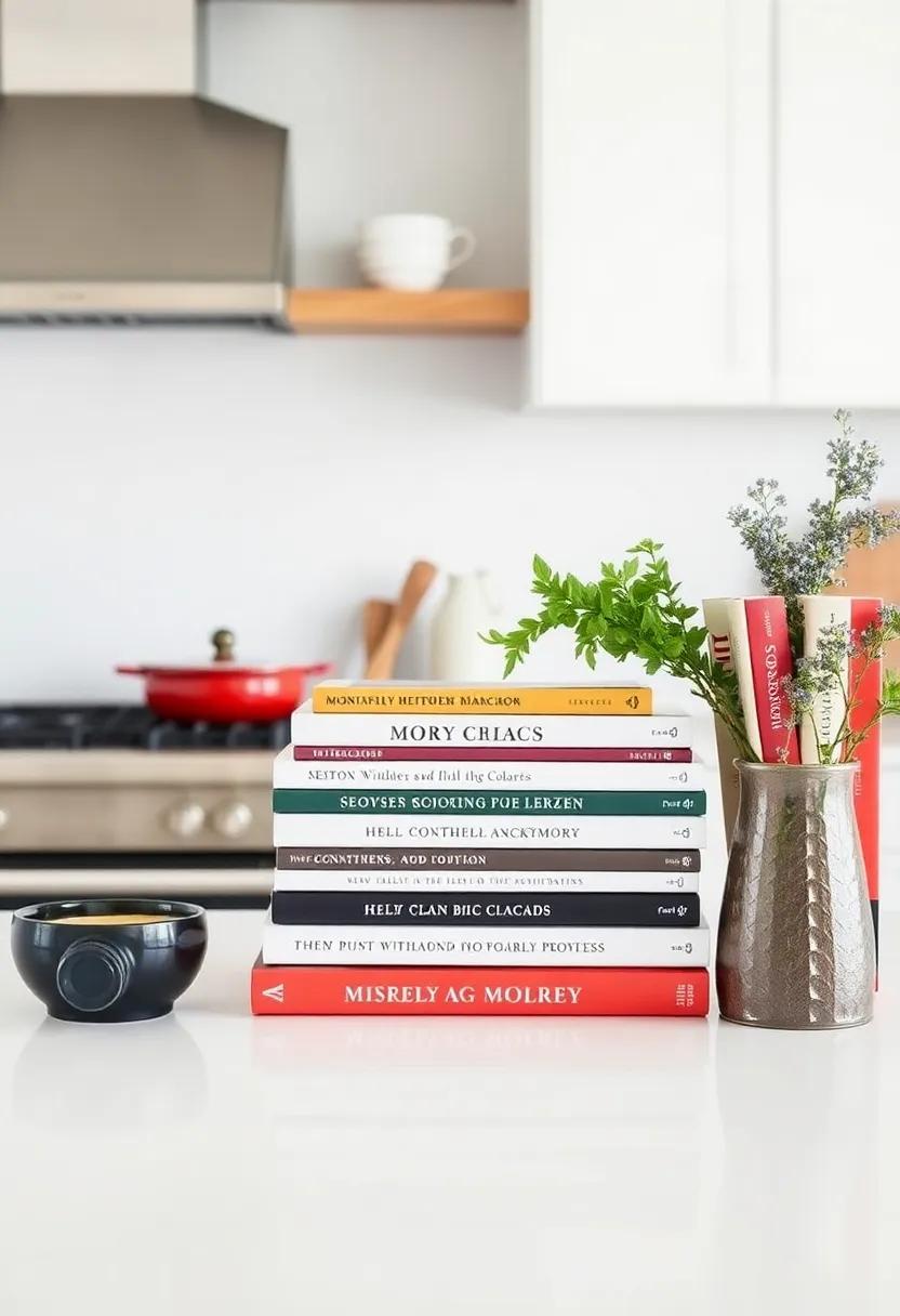 Display Cookbooks Creatively: Stack or stand your favorite cookbooks on the island to make cooking inspiration easily accessible