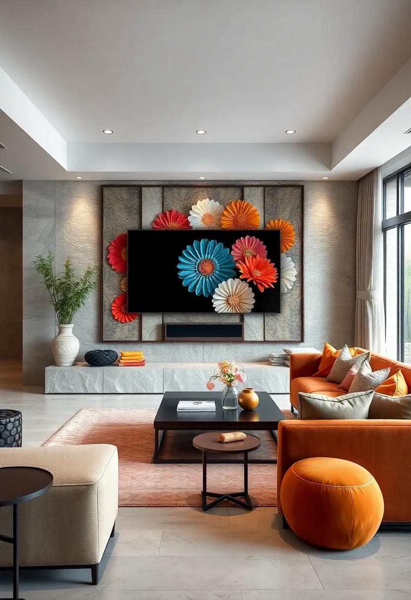 Artistic​ Screens: Consider incorporating ‌a decorative screen that ⁢can serve as both‍ an artistic feature and a way to hide your TV when not in use