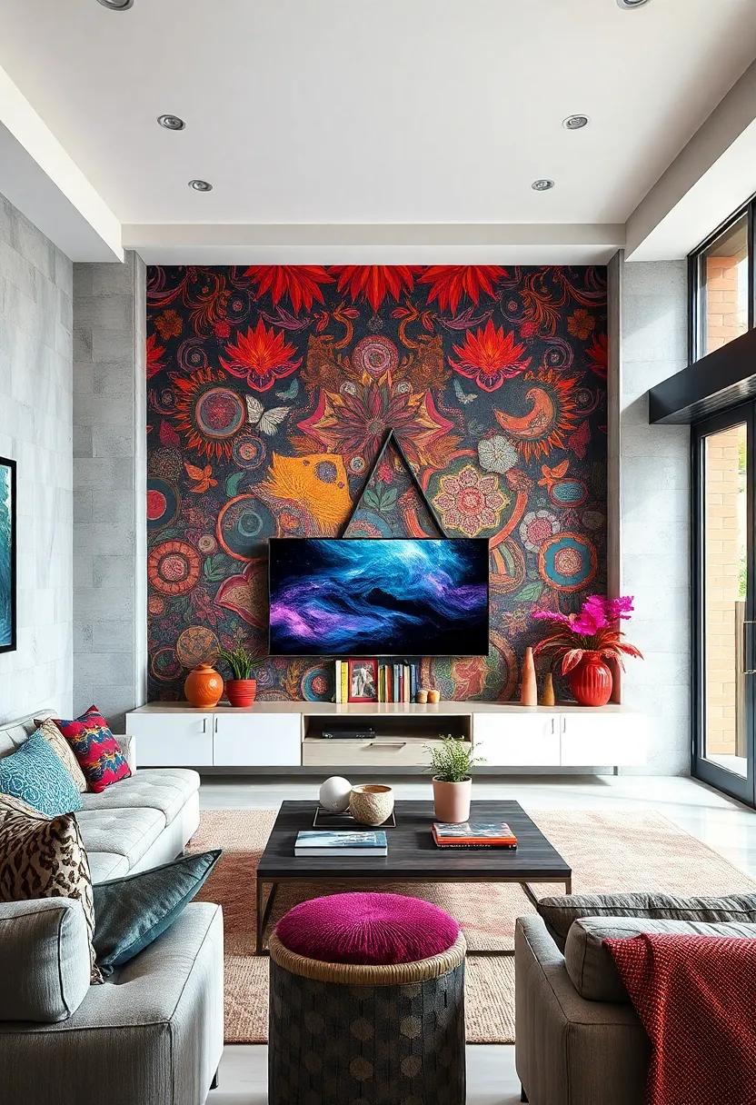 Bold ​Wallpaper: Choose eye-catching⁢ wallpaper⁣ with dramatic patterns or colors⁤ to make the TV‍ area ⁢a standout feature in‍ the ⁣room
