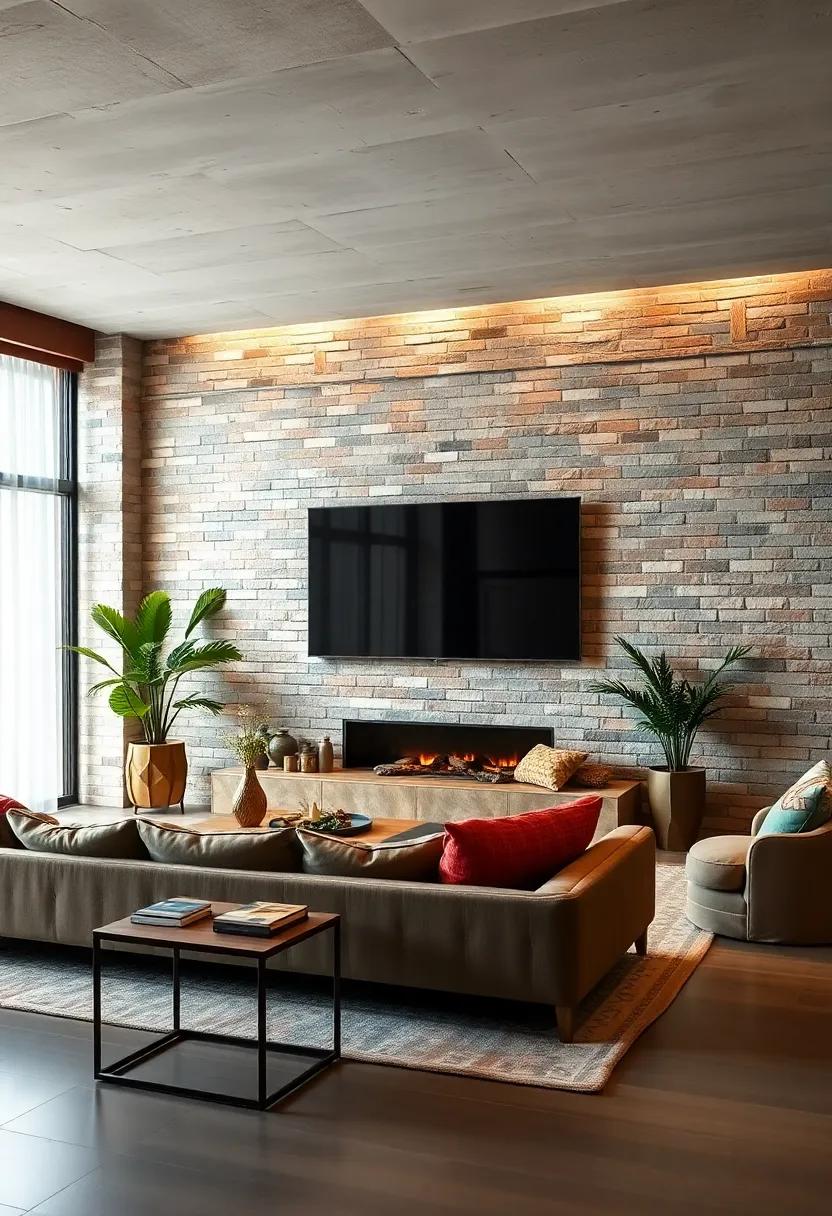 Cozy Bricks: ⁢Use faux brick wallpaper⁤ or real ⁣bricks for⁣ a rustic vibe that offers a‌ tactile richness behind your⁢ television
