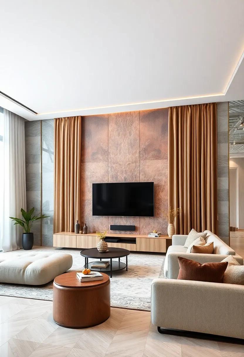 Elegant Curtains: Frame the ⁣TV with stylish floor-to-ceiling curtains that can be​ drawn back to reveal or conceal the screen, adding an element ​of drama