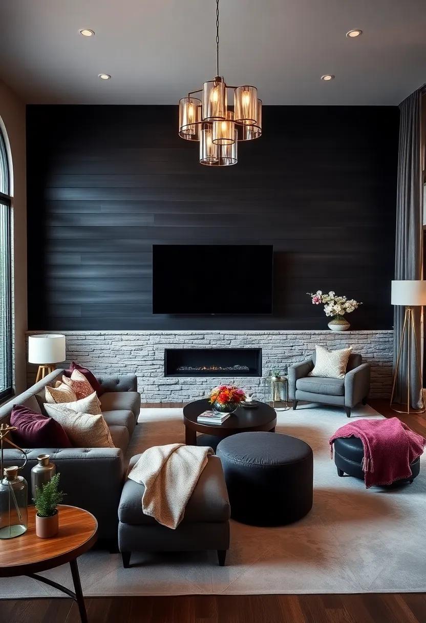 Dark⁢ and ⁣Dramatic: A charcoal‍ shiplap accent wall can evoke sophistication, ⁢making your living ⁣room feel cozy yet stylish
