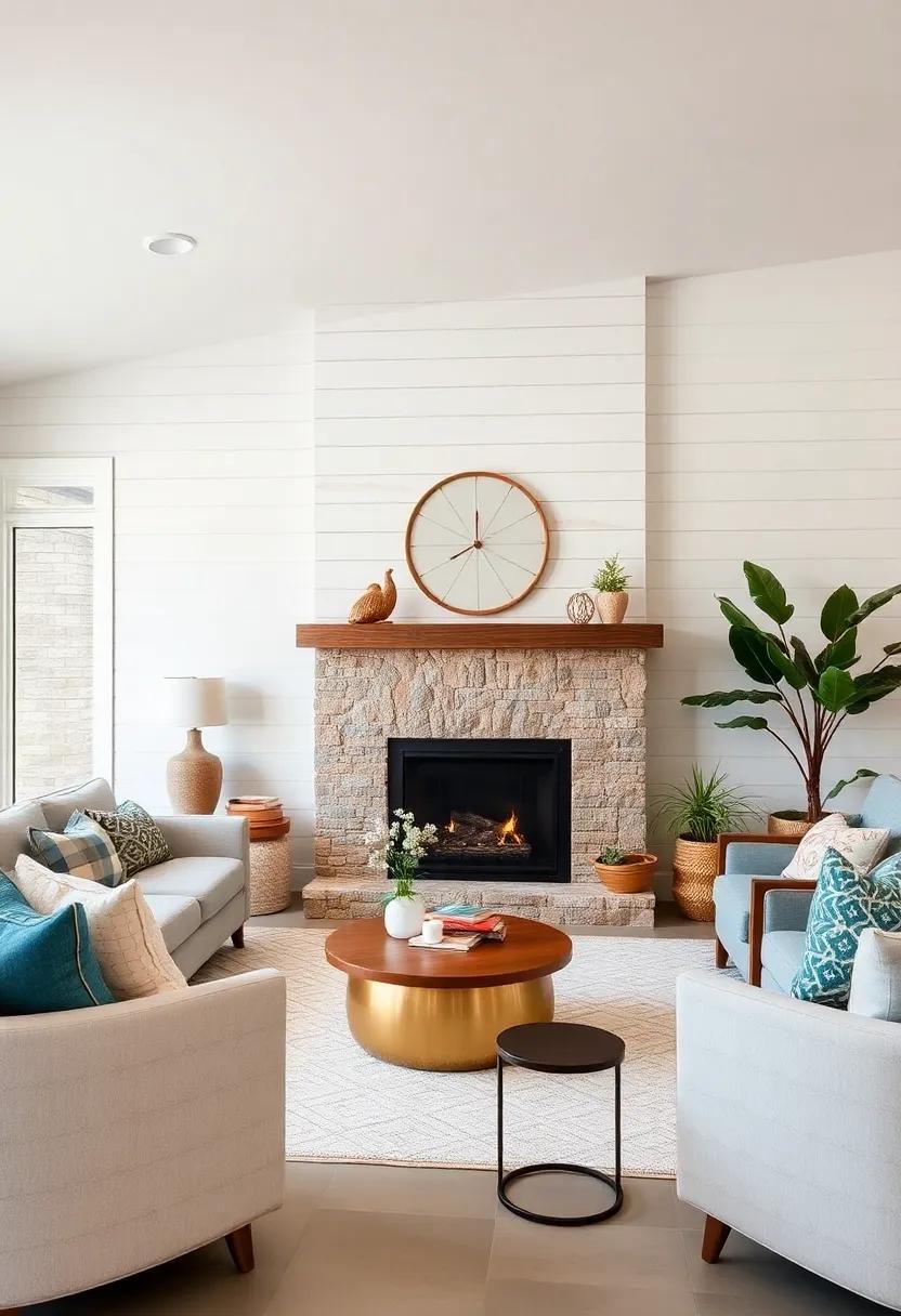 Fireplace Focal Point: Highlight a ⁢fireplace with⁤ shiplap,‍ giving it a ​charming, rustic feel that‌ enhances the warmth of the room