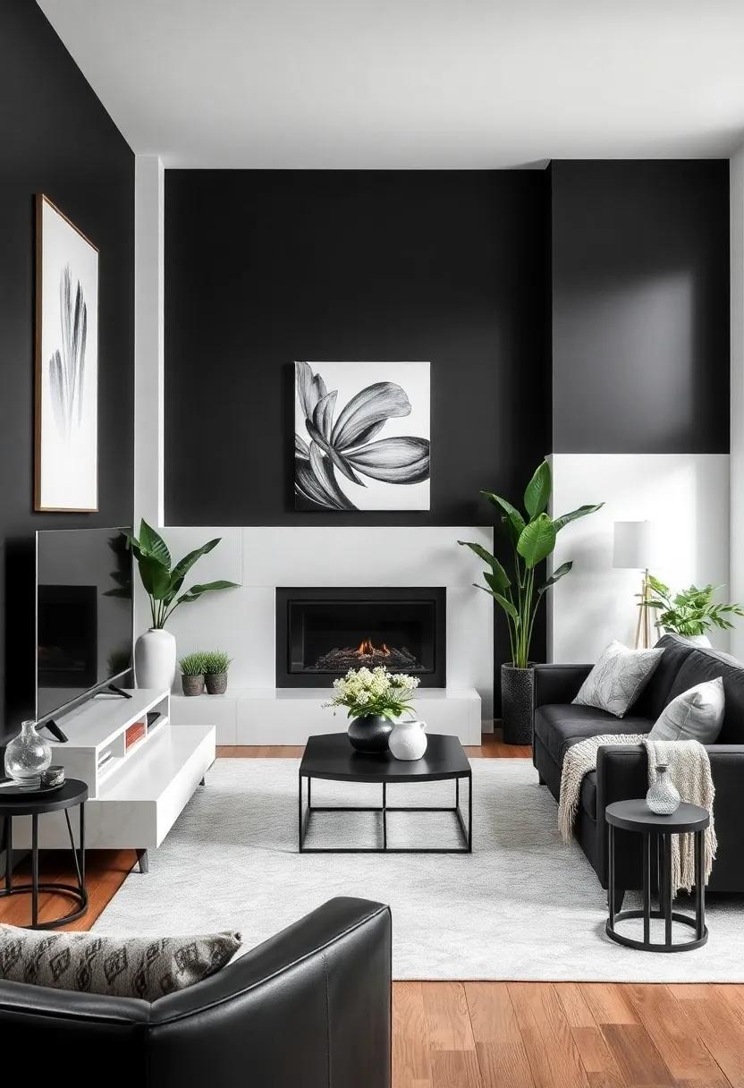 Nature's Touch: Incorporating Greenery to Brighten Black and White Interiors