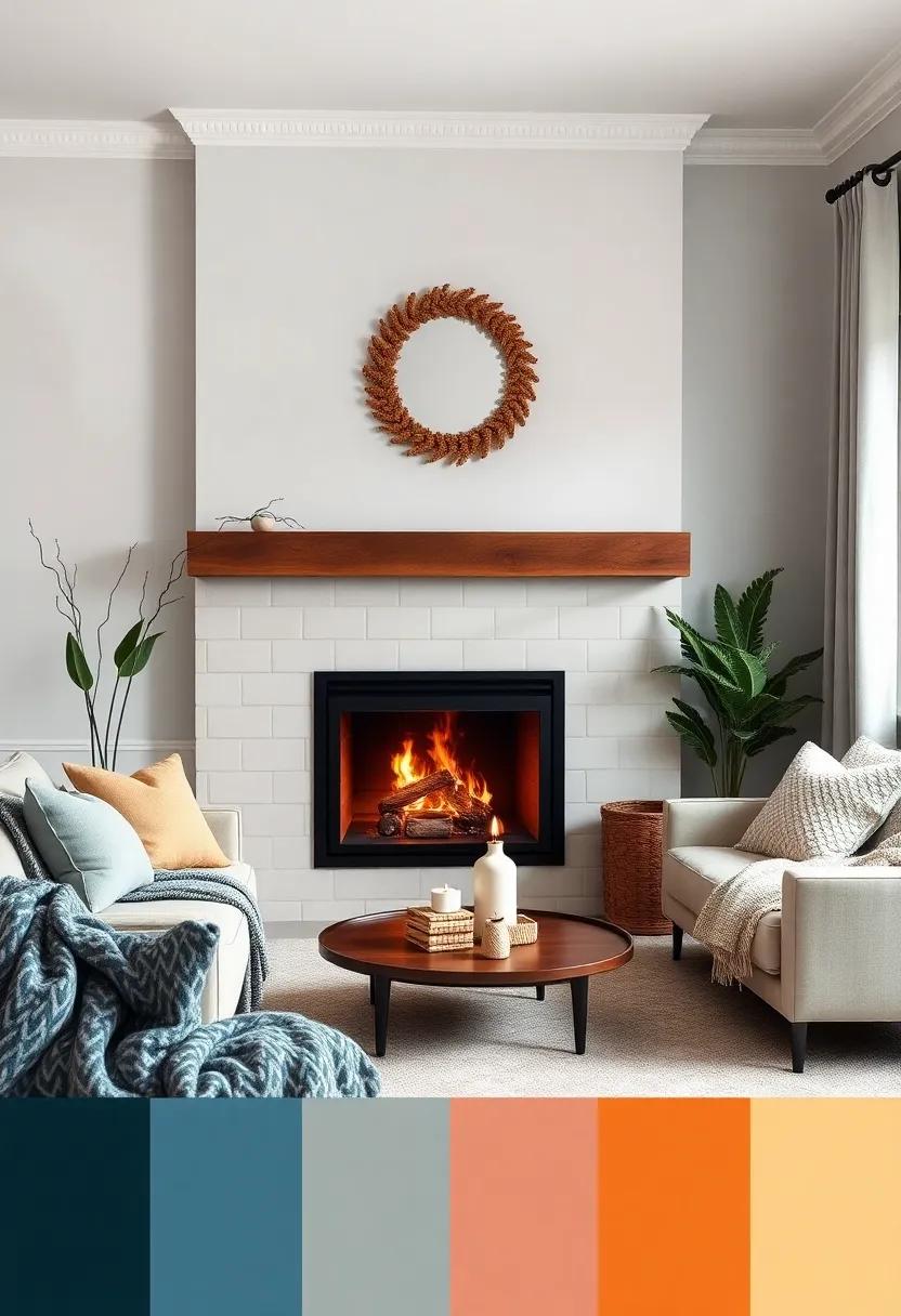 Color Palettes for Cozy Living Rooms ⁤highlighting Fireplace‍ Features