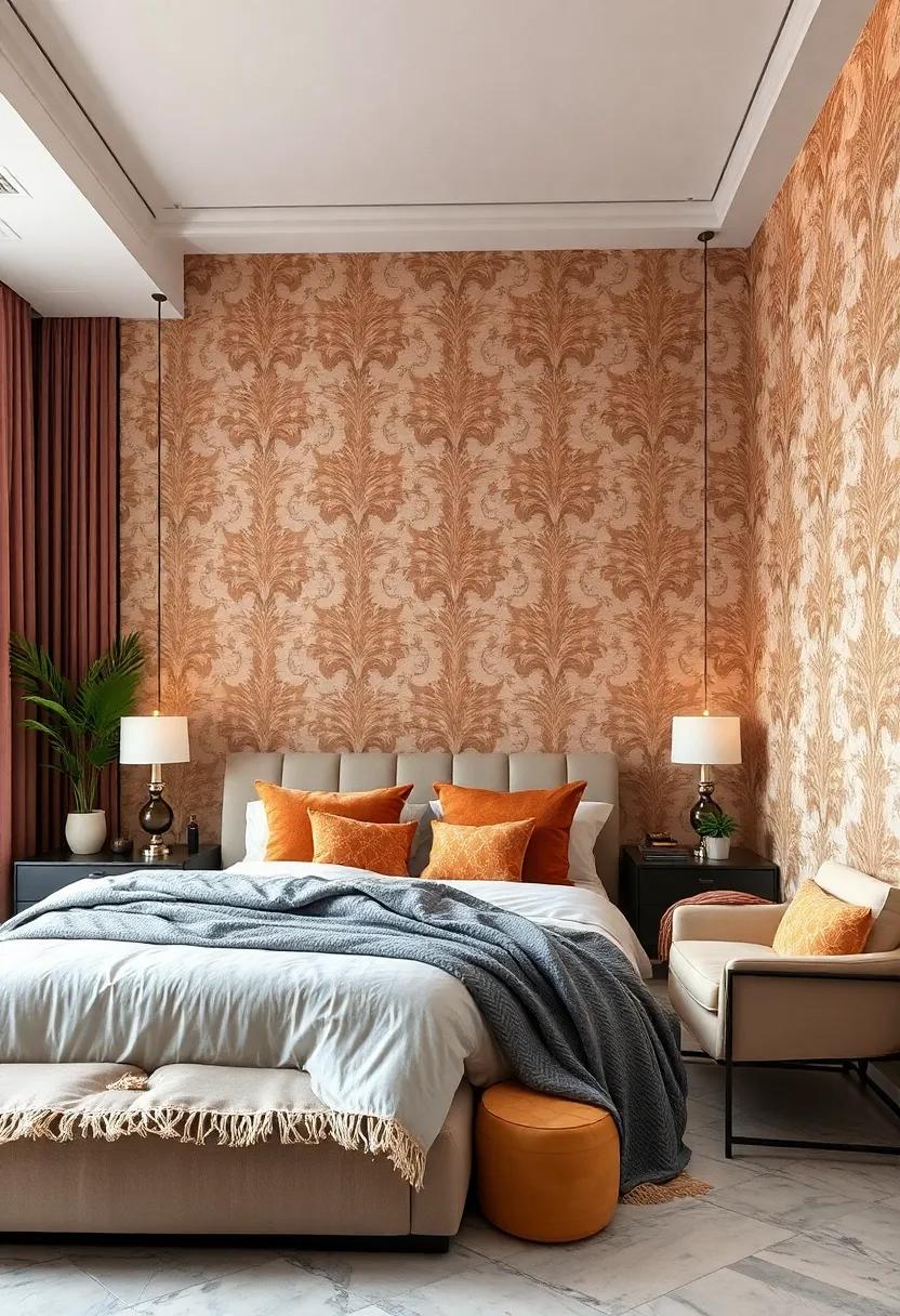 Classic Damask Styles: Opt for timeless damask wallpaper that delivers an air of richness and tradition, reminiscent of royal estates