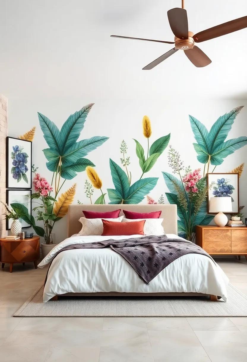 Enchanting Botanical Designs: Infuse life into your bedroom with lush botanical prints that celebrate the beauty of nature in a luxurious way