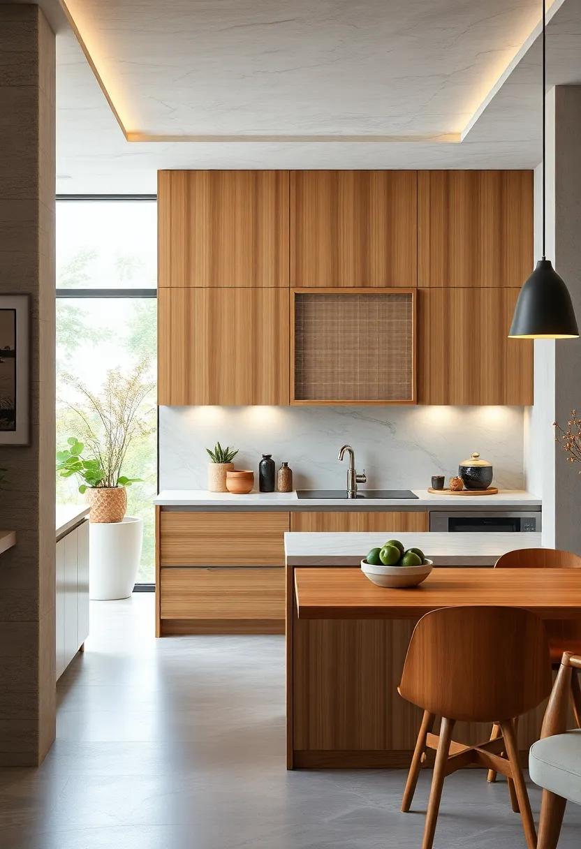 Eco-Friendly Bamboo Cabinets: Sustainable bamboo offers a stylish and environmentally‍ conscious choice, perfect for the eco-savvy​ chef