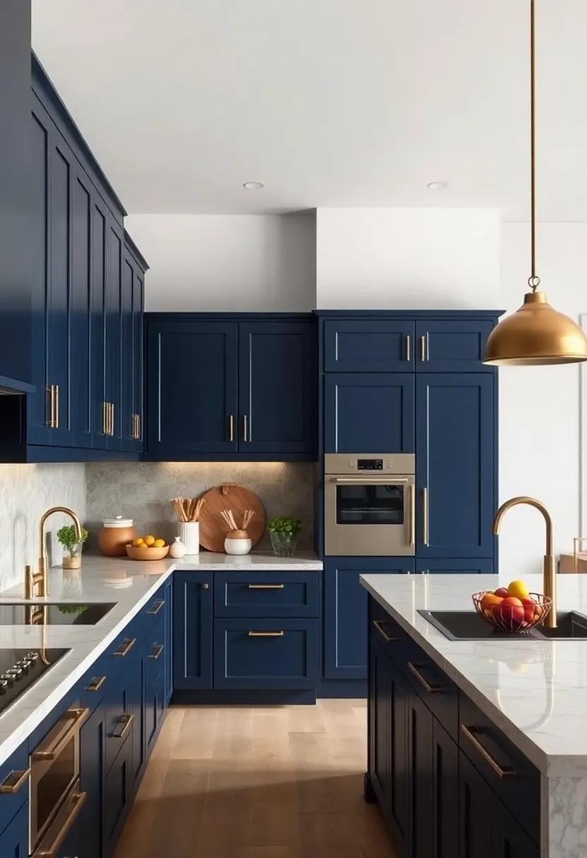 Sleek Navy ‌Blue ‌Cabinets: A bold choice that commands attention, navy pairs ‌beautifully with brass or gold ​accents, adding⁢ a luxurious touch