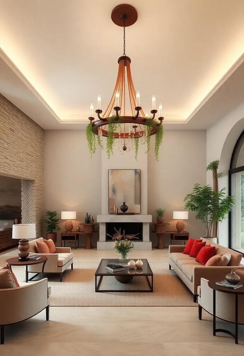 Uncover a ‌breathtaking villa in Tuscany with⁣ a rustic wooden chandelier draped with ivy,⁢ beautifully merging ‌the outdoors with the interior's warm embrace